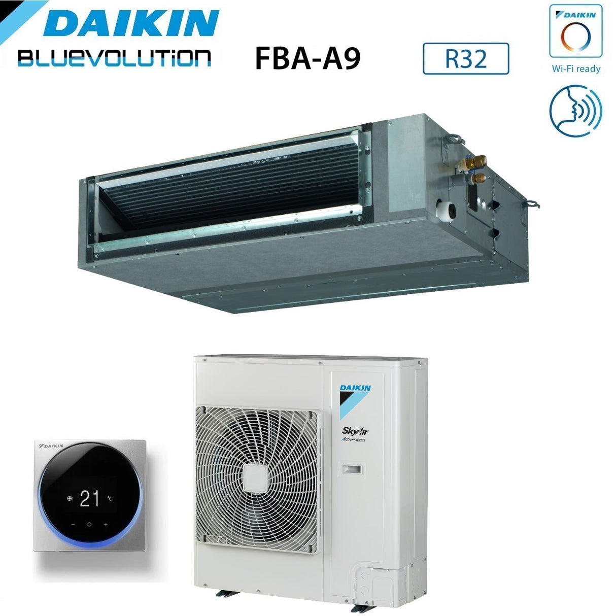 Air Conditioner Daikin Bluevolution Ducted Medium Prevalence 36000 Btu FBA100A + RZASG100MV1 Single Phase R-32 Wi-Fi Optional