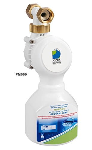 acquabrevetti acquabrevetti pompa dosatrice volumetrica meccanica proporzionale minidos per il dosaggio di acquasil 2040 12 f cod pm009 ean 8056095191910