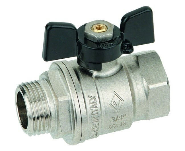 bugatti arresto con farfalla in alluminio bugatti maschio femmina valvola a sfera passaggio totale 1 cod b9171 ean 8027010182825