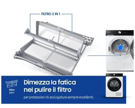 samsung asciugatrice a pompa di calore 9kg samsung dv90bb5245aes3 optimal dry classe a ean 8806094559149