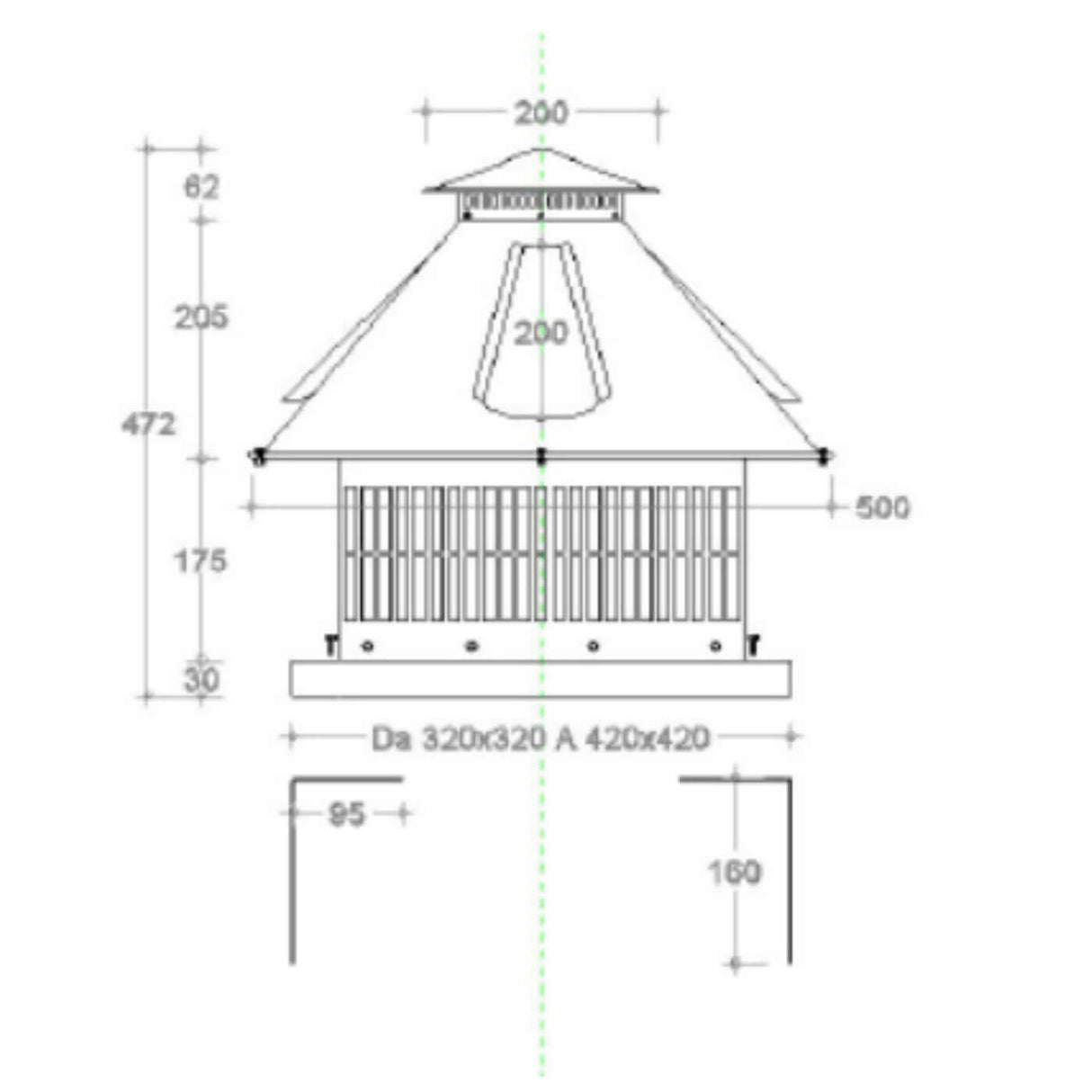 no brand aspiratore elettrico per camini in lamiera preverniciata testa di moro completo di centralina di comando a sei velocita per canne fumarie quadrate 32a42 cm mod universale