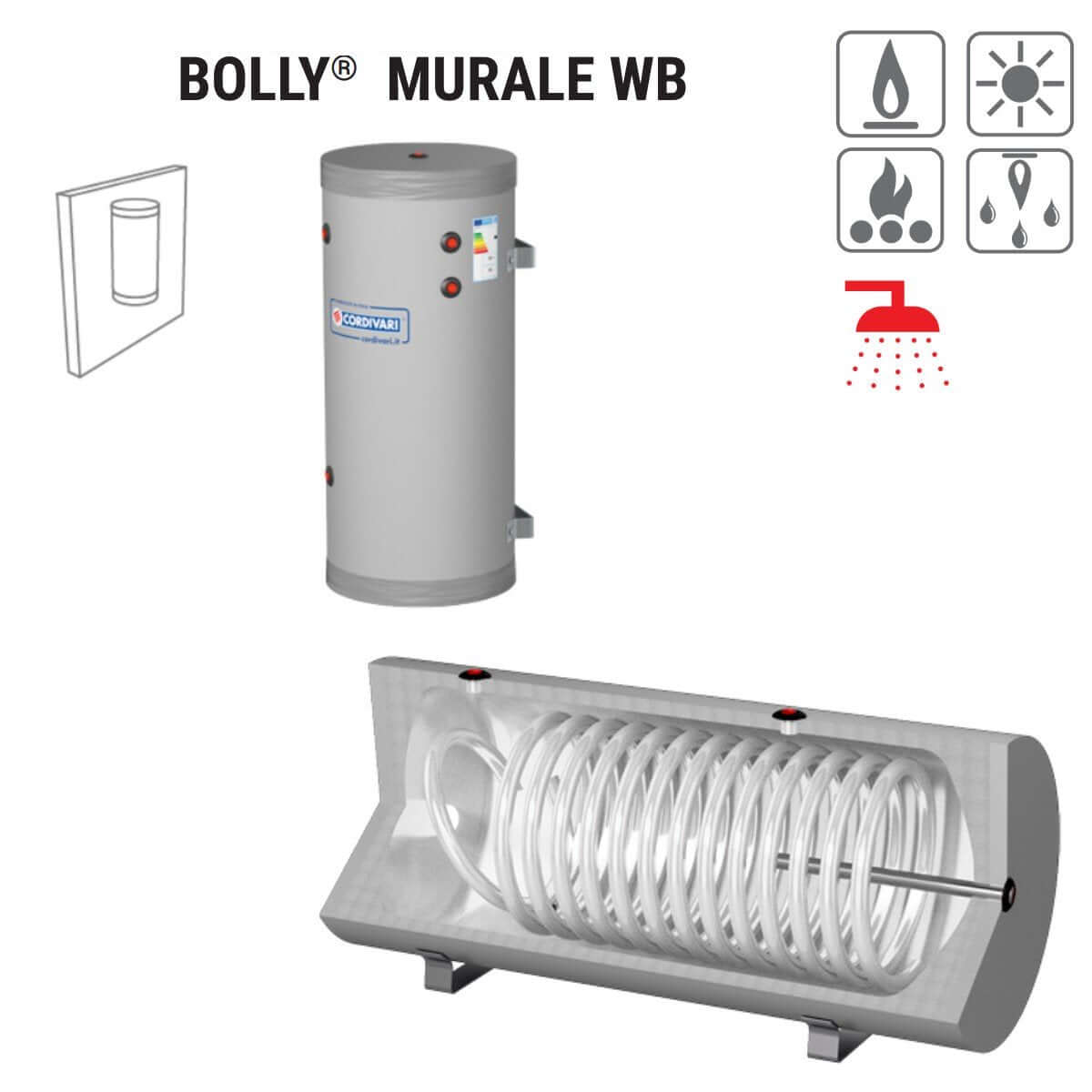 cordivari bollitore polywarm cordivari modello bolly murale wb 150 per produzione di a c s con 1 scambiatore fisso