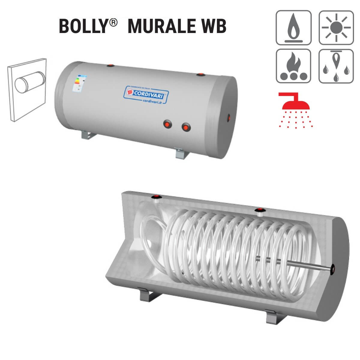 cordivari bollitore polywarm cordivari modello bolly murale wb 80 per produzione di a c s con 1 scambiatore fisso