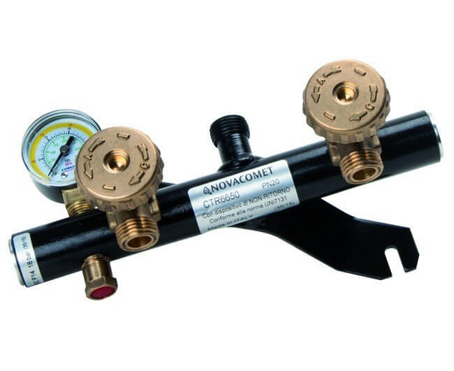 novacomet centralina gas 2 rubinetti novacomet modello con valvola di sicurezza e manometro codice r6625 ean 2000000136813