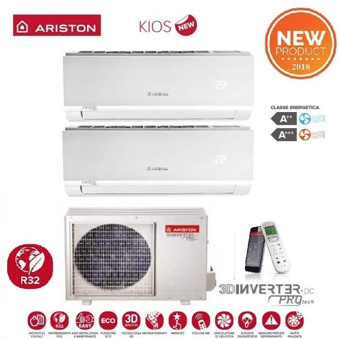 ariston climatizzatore condizionatore ariston dual split inverter serie kios 99 con dual 50 xd0 o r 32 wi fi optional 90009000 btu ean 8059657006837