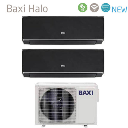 Climatizzatore Condizionatore Baxi Dual Split Inverter Serie Halo Nero 9+9 Con Lsgt50-2m R-32 Wi-Fi Integrato 9000+9000 - CaldaieMurali