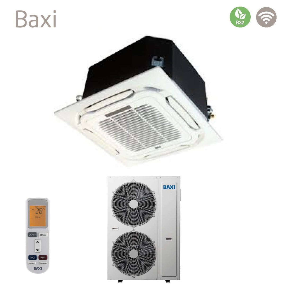 baxi climatizzatore condizionatore baxi inverter a cassetta 60000 btu rzgbk160 trifase r 32 wi fi optional con telecomando e pannello incluso novita