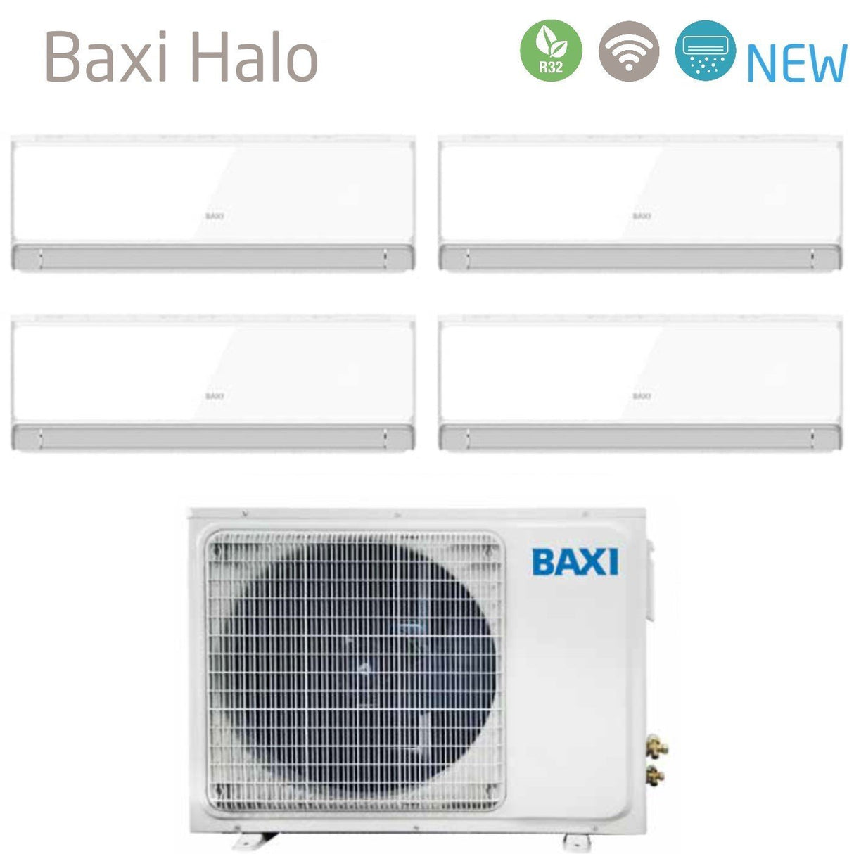 baxi climatizzatore condizionatore baxi quadri split inverter serie halo bianco 991212 con lsgt100 4m r 32 wi fi integrato 900090001200012000