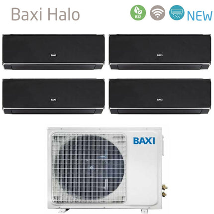 Climatizzatore Condizionatore Baxi Quadri Split Inverter Serie Halo Nero 12+12+12+12 Con Lsgt100-4m R-32 Wi-Fi Integrato 12000+12000+12000+12000 - CaldaieMurali