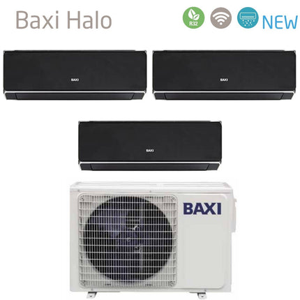 Climatizzatore Condizionatore Baxi Trial Split Inverter Serie Halo Nero 9+9+12 Con Lsgt60-3m R-32 Wi-Fi Integrato 9000+9000+12000 - CaldaieMurali