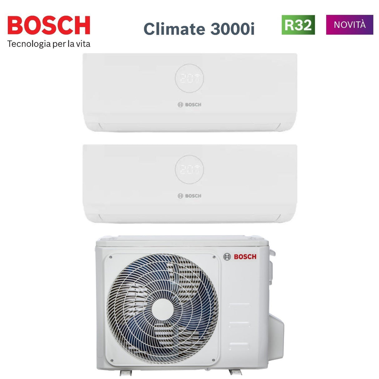 bosch climatizzatore condizionatore bosch dual split inverter serie climate 3000i 912 con ms 18 oue r 32 wi fi optional 900012000 ean 8059657007186