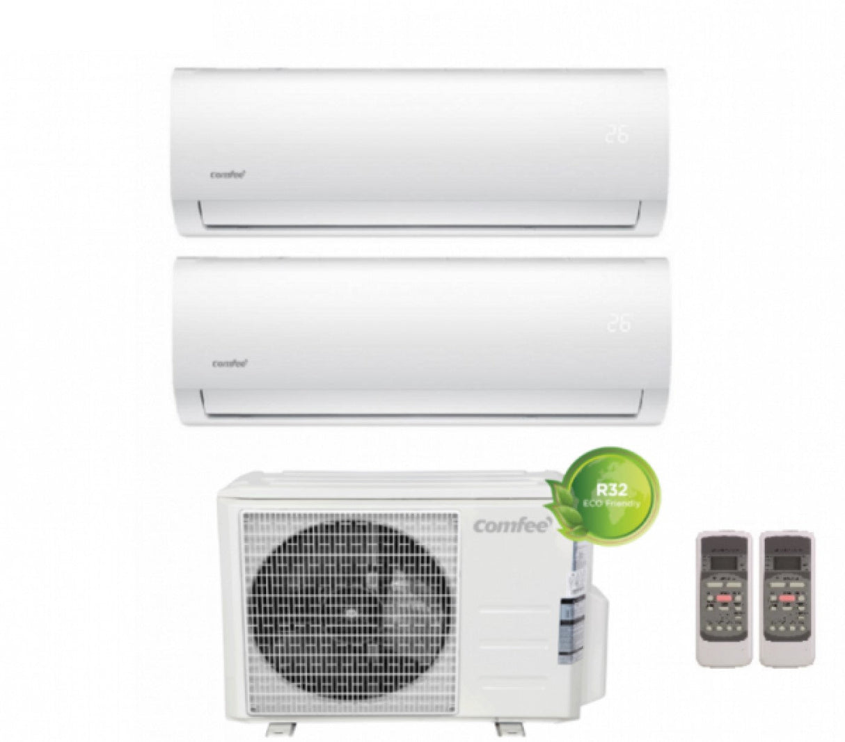 comfee climatizzatore condizionatore comfee dual split inverter serie sirius 99 con 2e 18k r 32 90009000 ean 8059657007223