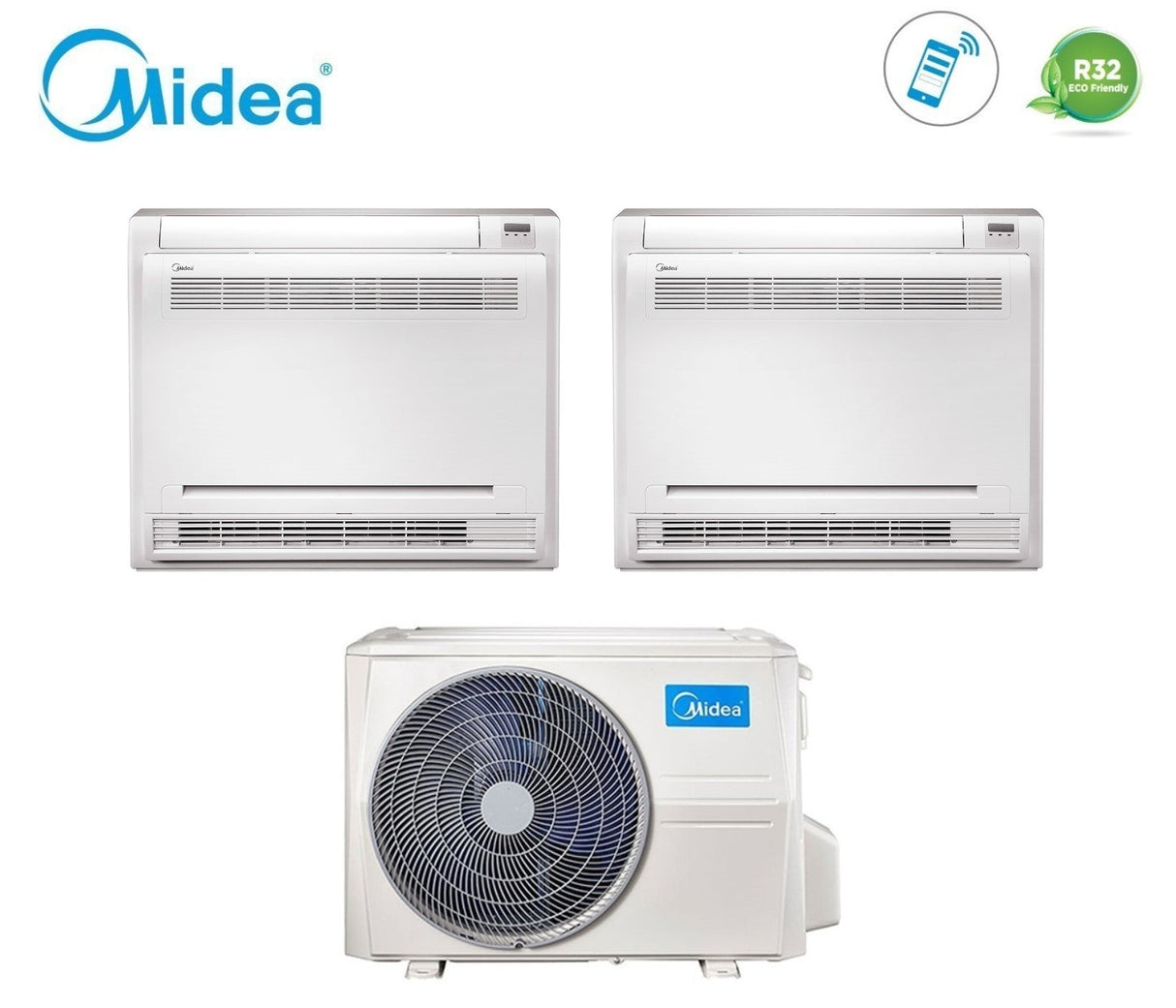 midea climatizzatore condizionatore console midea dual split inverter 1212 con m2oe 18hfn8 q r 32 1200012000