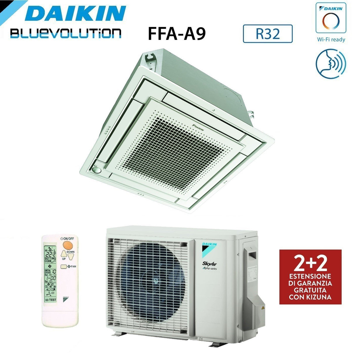 daikin climatizzatore condizionatore daikin a cassetta fully flat 21000 btu ffa60a9 rzag60a r 32 wi fi optional con comando a filo e griglia inclusi
