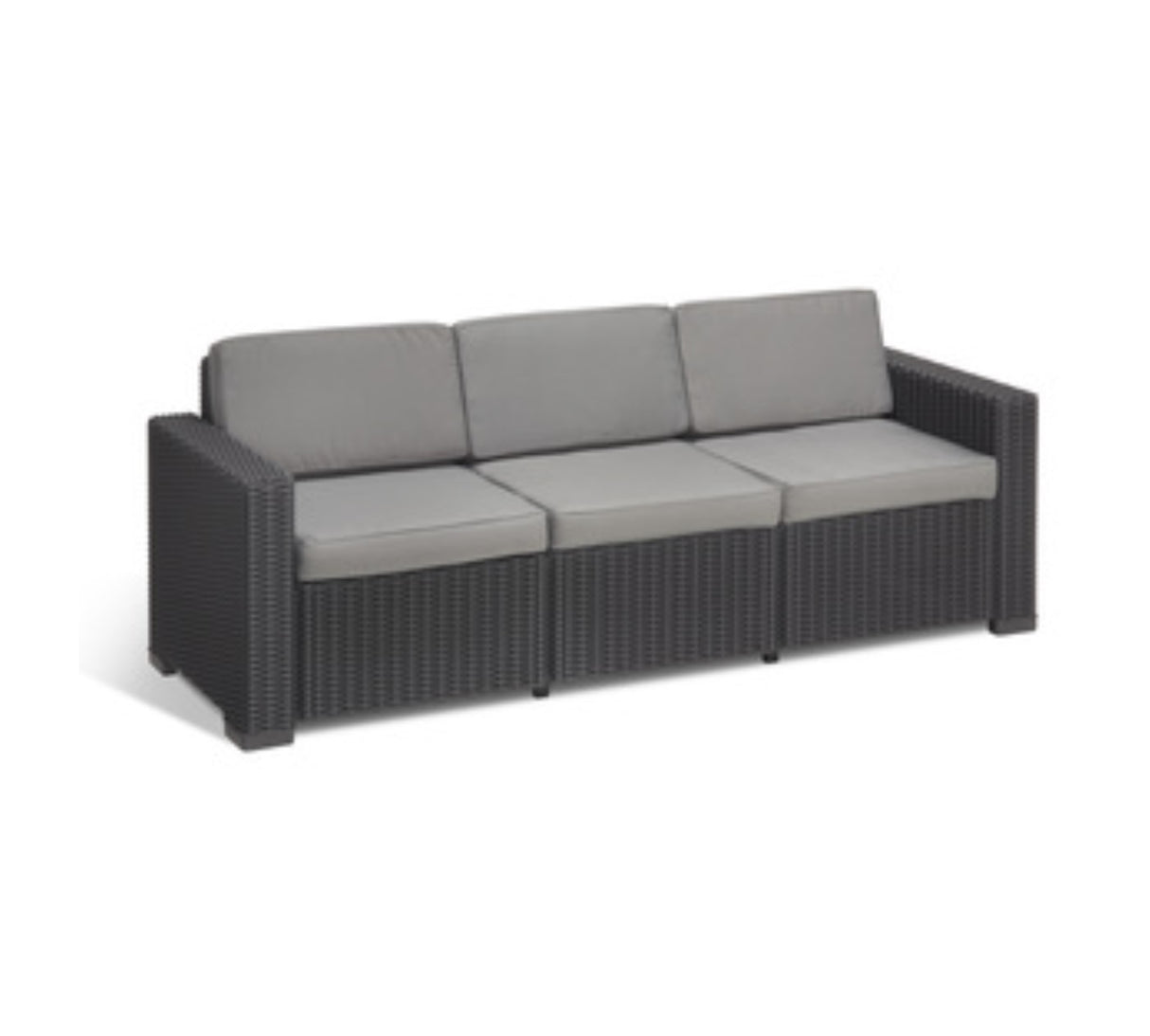 allibert divano allibert california a 3 posti in resina antiurto effetto polirattan con cuscini grafitegraphite