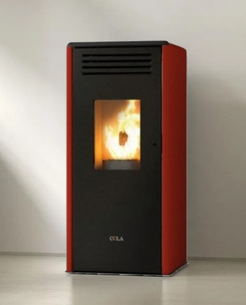 anselmo cola stufa a pellet anselmo cola modello smart 697 kw colore bordeaux disponibile in vari colori in acciaio maiolica ean 99462933