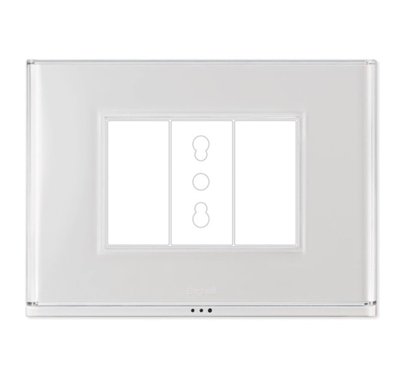 beghelli beghelli placca per interruttore 3 moduli brain classic touch con sensore prepuscolare