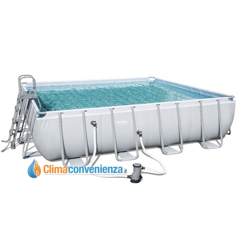 bestway piscina bestway fuori terra quadrata power steel con telaio e scaletta pompa filtrante da 5 678 lh cod 56626
