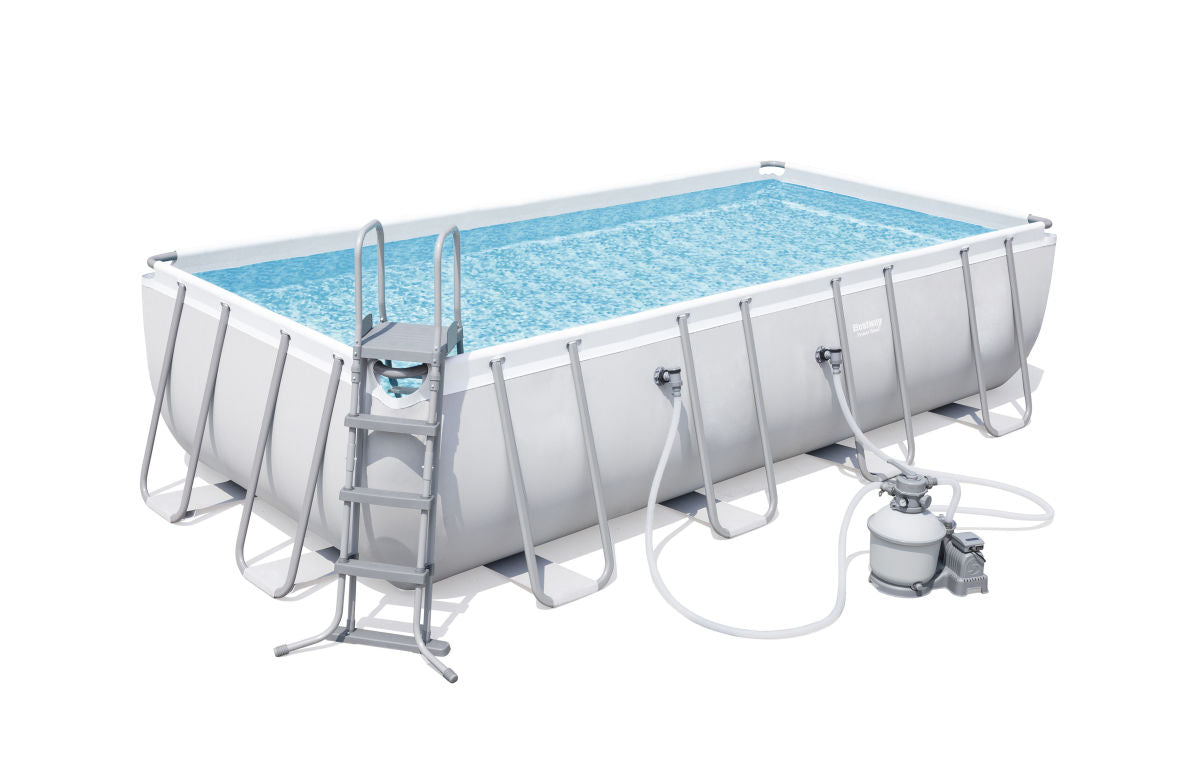 bestway piscina bestway fuori terra rettangolare power steel con telaio e scaletta filtro a sabbia da 3 785 lh cod 56466