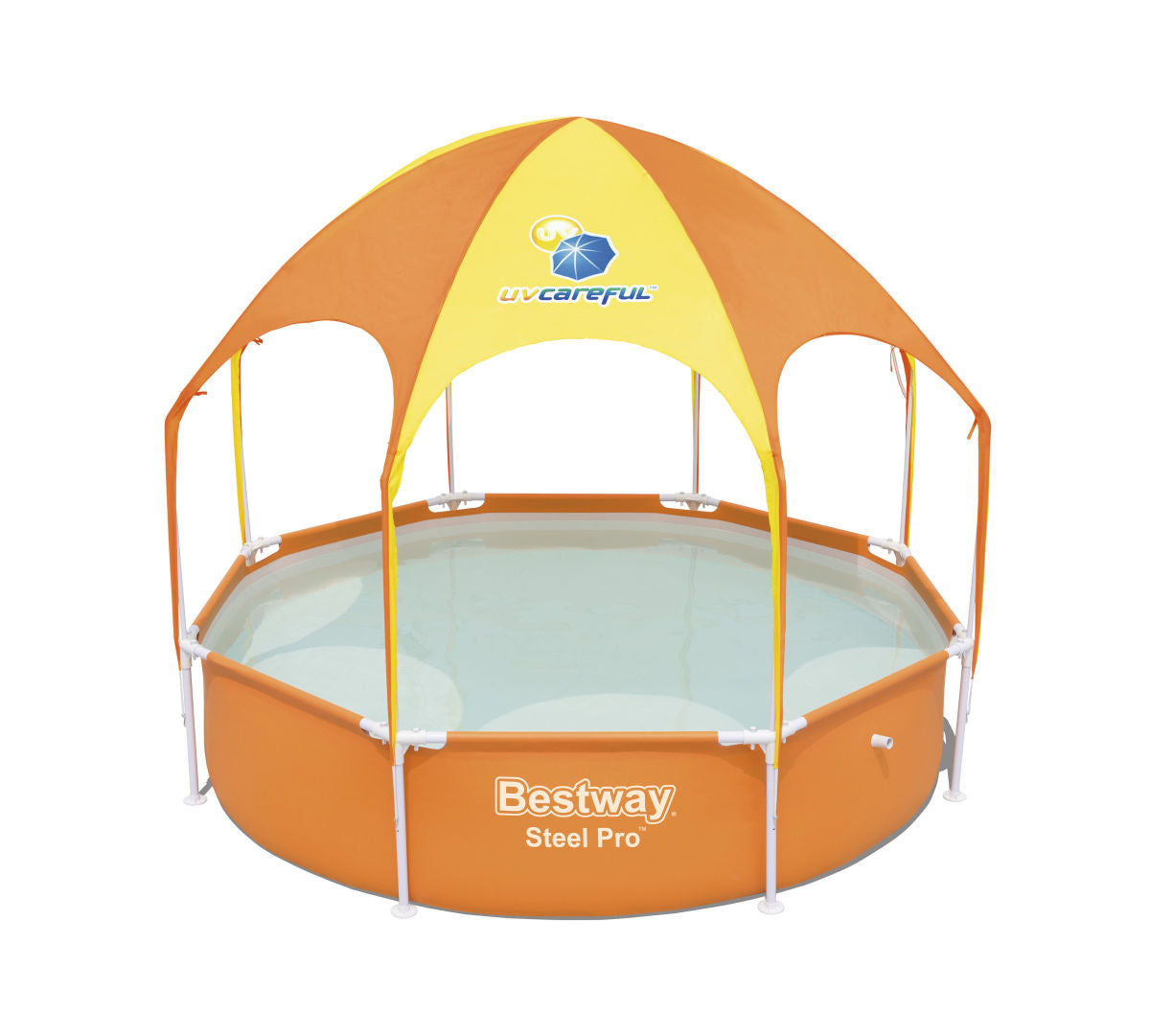 bestway piscina bestway fuori terra splash in shade rotonda con telaio portante cm 244x51h con doccetta e copertura cod 56432