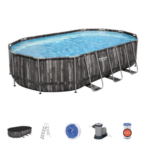 bestway piscina fuori terra bestway 5611r power steel frame 610x366x122h rivestimento effetto legno top di coperturascaletta rampa esternapompa filtrante 20 241 litri