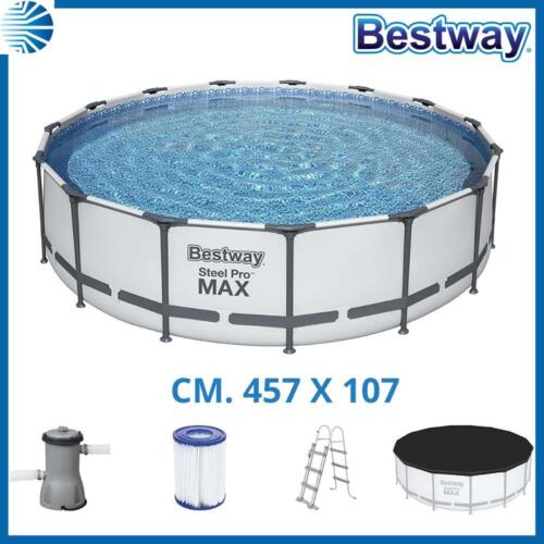 bestway piscina fuori terra bestway 56488 steel pro max 457x107h top di coperturascaletta rampa esternapompa filtrante 14 970 litri