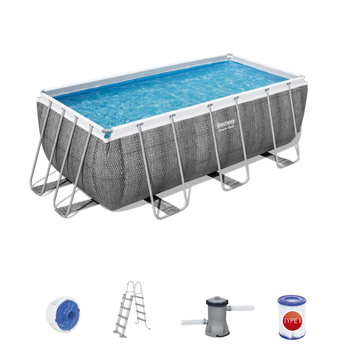 bestway piscina fuori terra bestway 56722 frame pool power steel 412x201x122h scaletta rampa esternapompa filtrante 8 124 litri