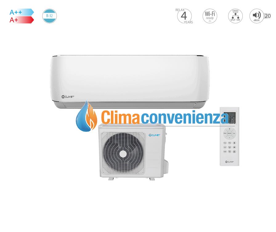 clivet climatizzatore condizionatore inverter clivet serie cristallo 12000 btu r 32 cod s im1mm1 y 35m wi fi integrato novita ean 8059657006516