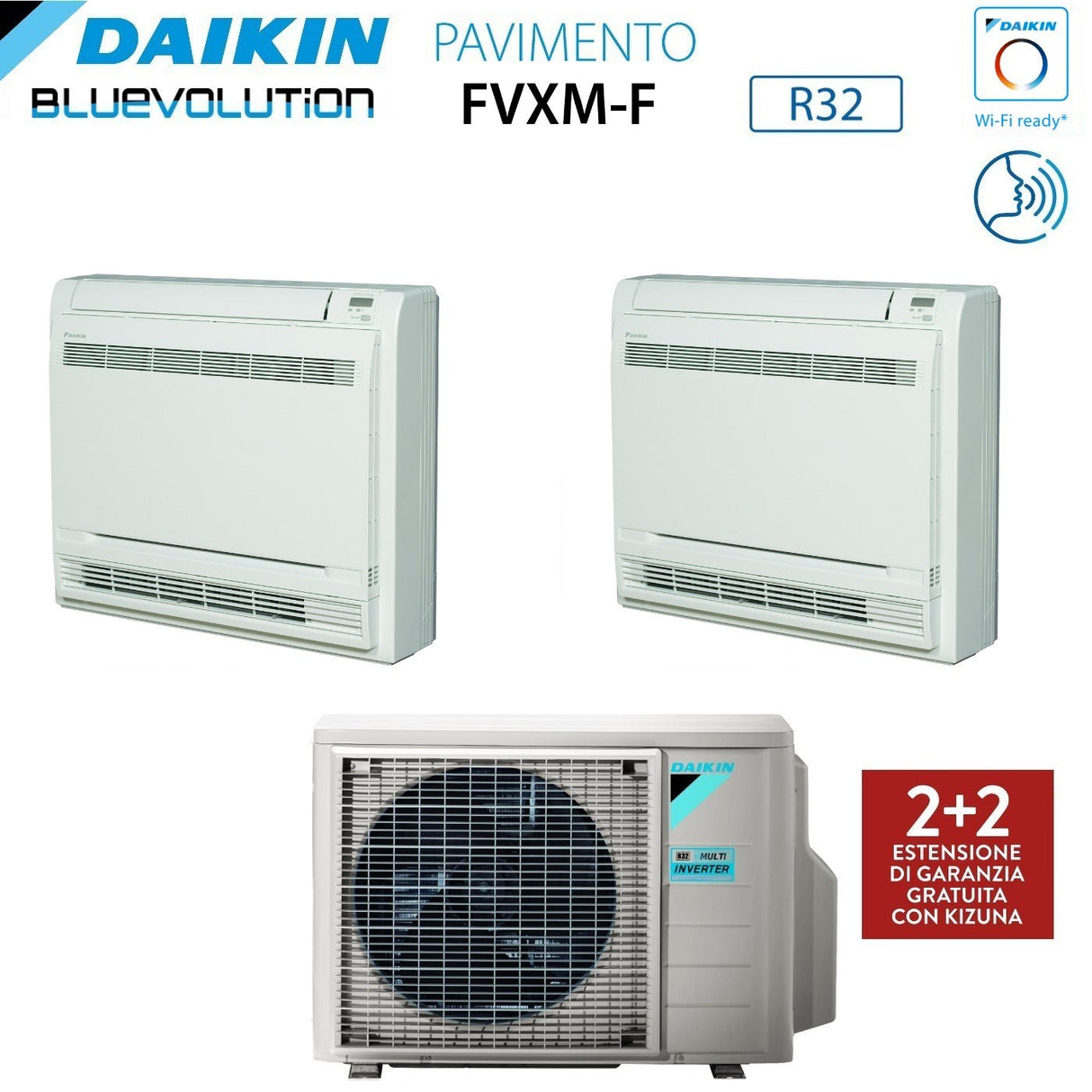 daikin climatizzatore condizionatore daikin bluevolution a pavimento dual split inverter serie fvxm f 1212 con 2mxm50m9n r 32 wi fi optional con telecomando ad infrarossi incluso 1200012000 garanzia italiana
