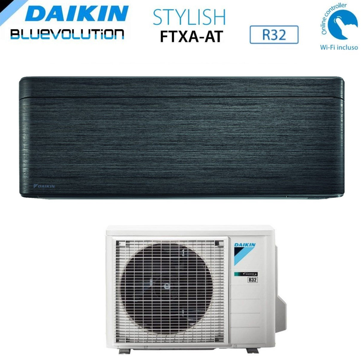 daikin climatizzatore condizionatore daikin bluevolution inverter serie stylish blackwood 12000 btu ftxa35at r 32 wi fi integrato classe a nero ean 8059657005366