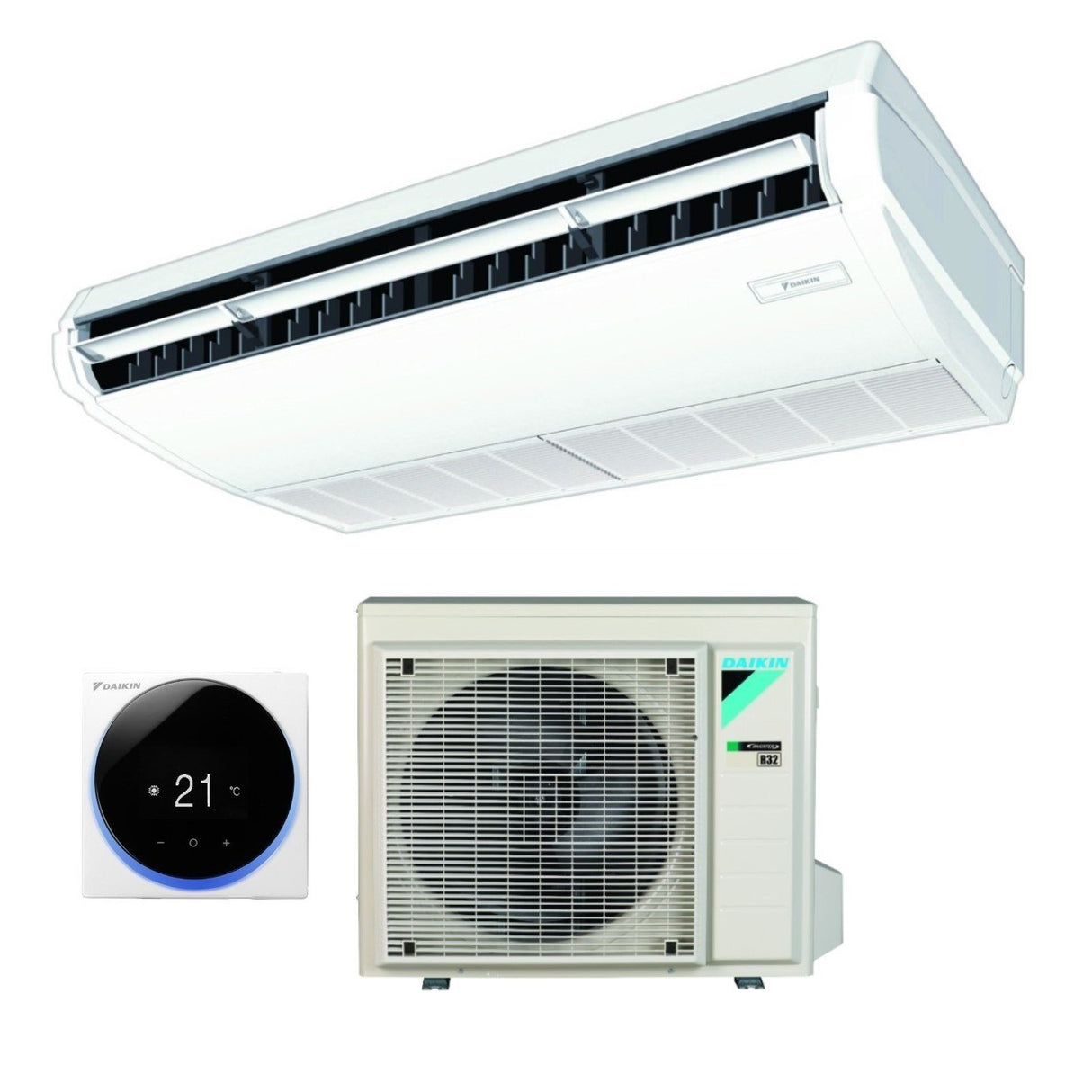 daikin climatizzatore condizionatore daikin pensile a soffitto dc inverter 24000 btu fha71a monofase r 32 wi fi optional con comando a filo