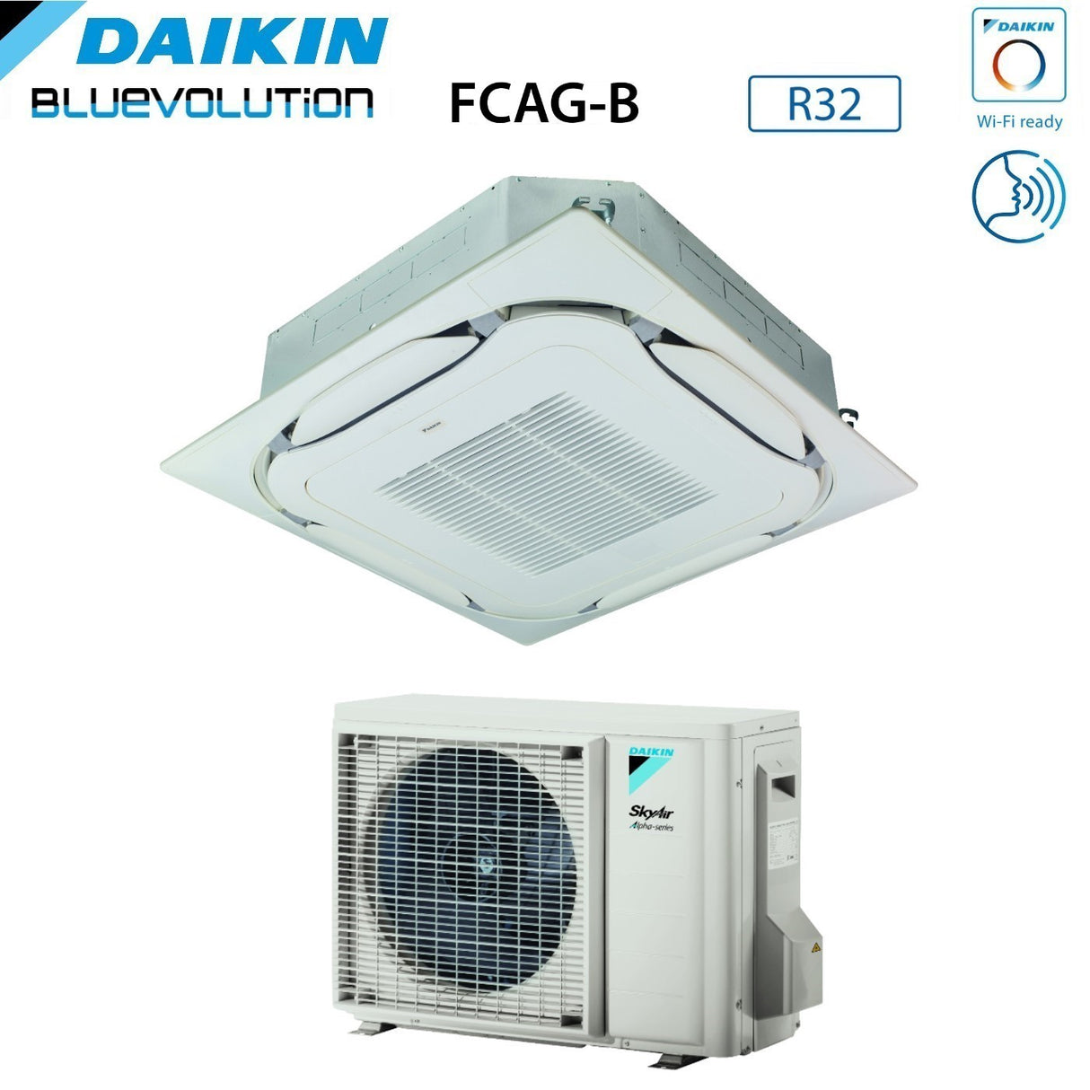 daikin offerta climatizzatore condizionatore daikin bluevolution inverter a cassetta round flow 24000 btu fcag71b rzag71mv1 monofase r 32 wi fi optional con griglia standard e comando a infrarossi inclusi