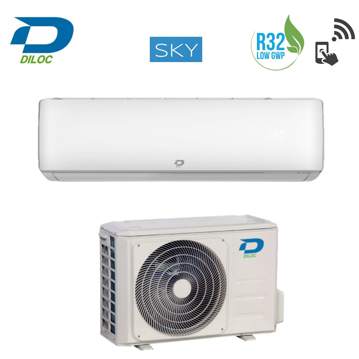 diloc climatizzatore condizionatore diloc inverter serie sky 12000 btu d sky12 d sky112 r 32 wi fi optional ean 8059657005755
