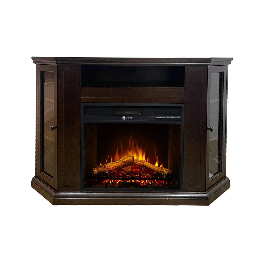divina fire camino elettrico caminetto da terra ad angolo madison in legno noce l126 x p78 x h83 ean 8056157804864