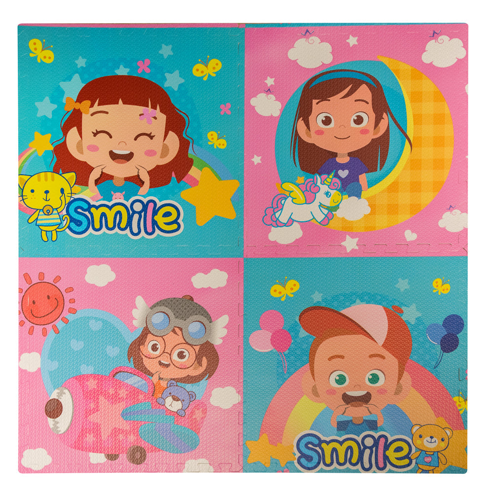 divina home 4pz tappeto tappetino puzzle morbido smile 60 x 60 x 1 cm per bambini gioco da interno ean 8056157803096