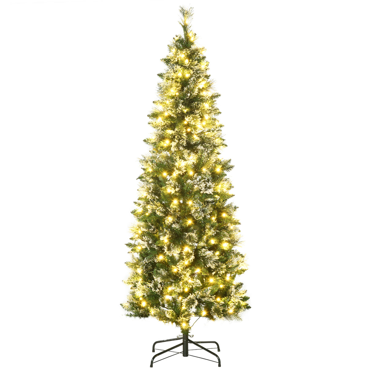 easycomfort easycomfort albero di natale 180cm innevato con 240 luci led e 618 rami con base in acciaio
