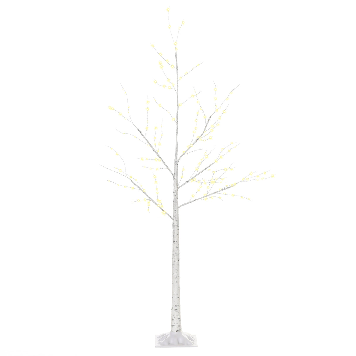 easycomfort easycomfort albero di natale bianco con luci led base quadrata e cavo di alimentazione in acciaio e pp 20x20x150