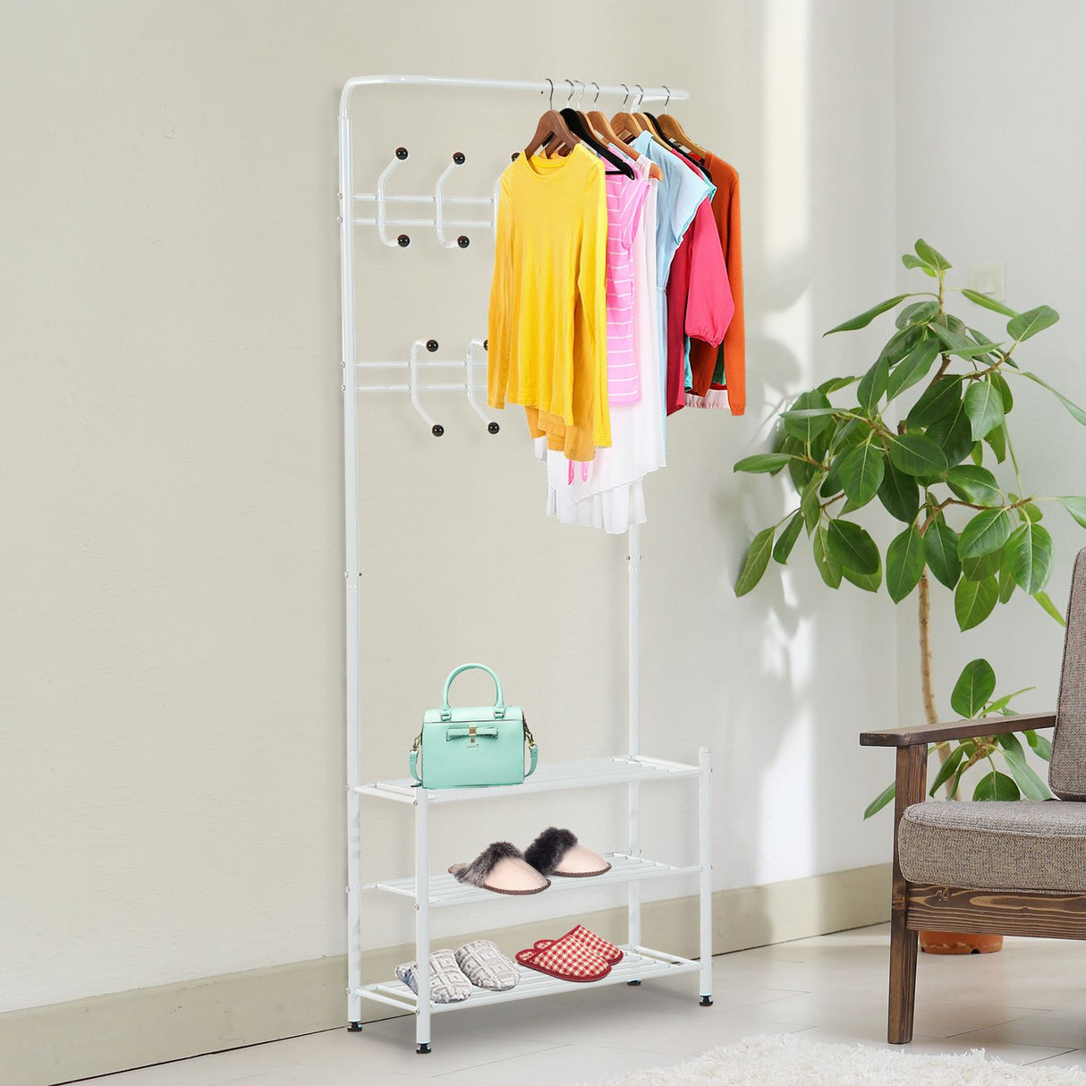 easycomfort easycomfort appendiabiti panchina per ingresso con scarpiera in acciaio bianco 67x31 5x185cm ean 8054111841764