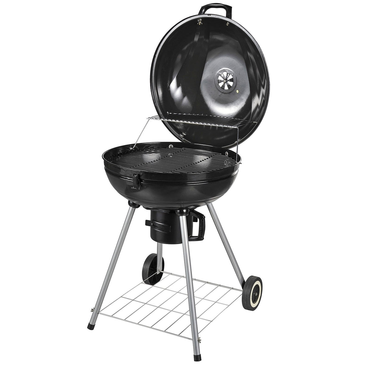 easycomfort easycomfort barbecue a carbonella con coperchio e termometro doppia griglia in metallo nero ean 8054144134291