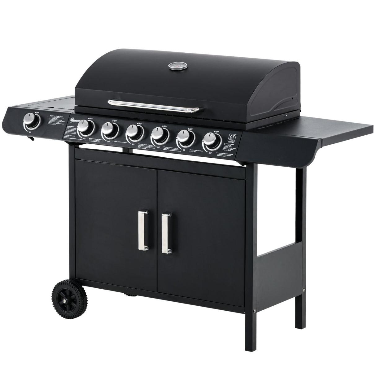 easycomfort easycomfort barbecue a gas con coperchio e fornello laterale termometro mensola e 2 ruote 135x50x100cm nero ean 8055776912486