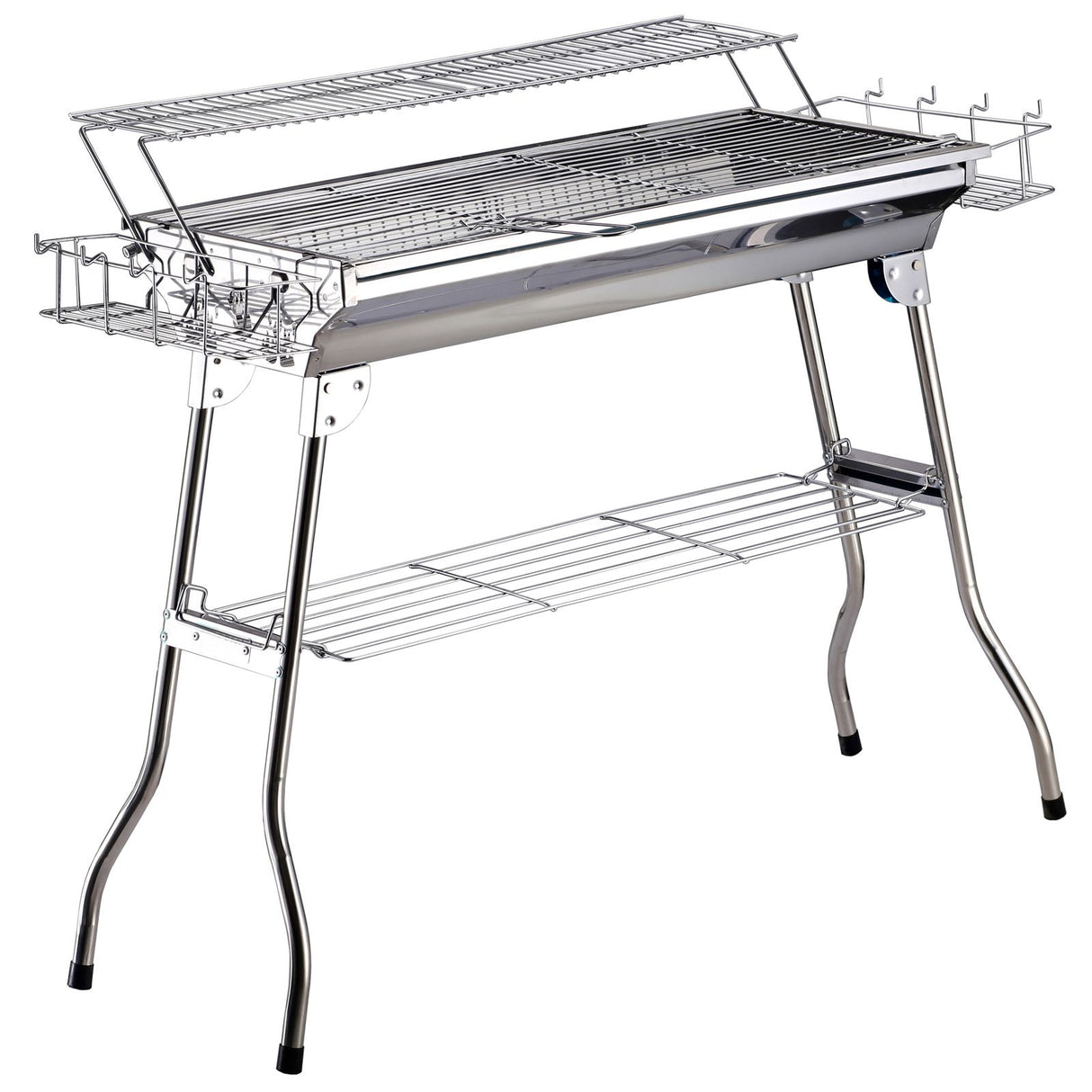 easycomfort easycomfort barbecue acciaio inox gambe pieghevoli 2 griglie 100 x 43 x 68 cm ean 8054144135465