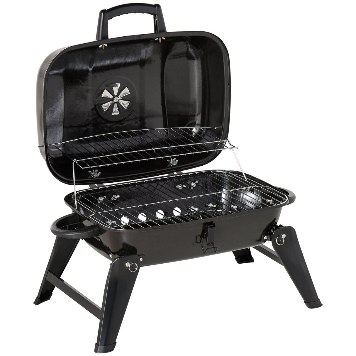 easycomfort easycomfort barbecue bbq grill da tavolo a carbonella portatile pieghevole ferro nero 59x43x36 cm ean 8054111843485