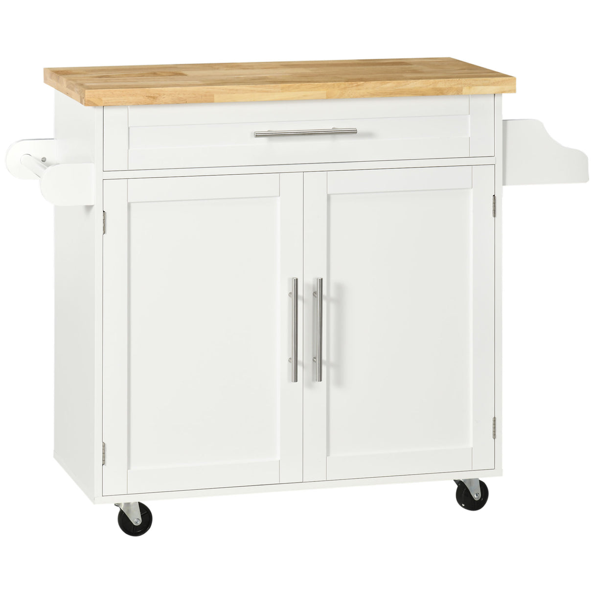 easycomfort easycomfort carrello da cucina con cassetto portaspezie armadietto e 4 ruote 109x40x89cm bianco