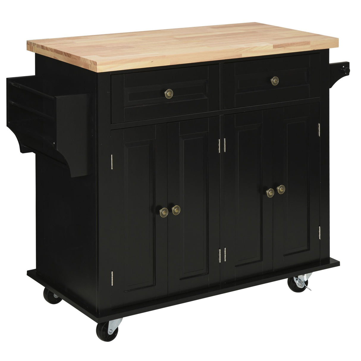 easycomfort easycomfort carrello da cucina portavivande con cassetti armadietti e portaspezie in legno e mdf 111x44 5x82 5 cm nero