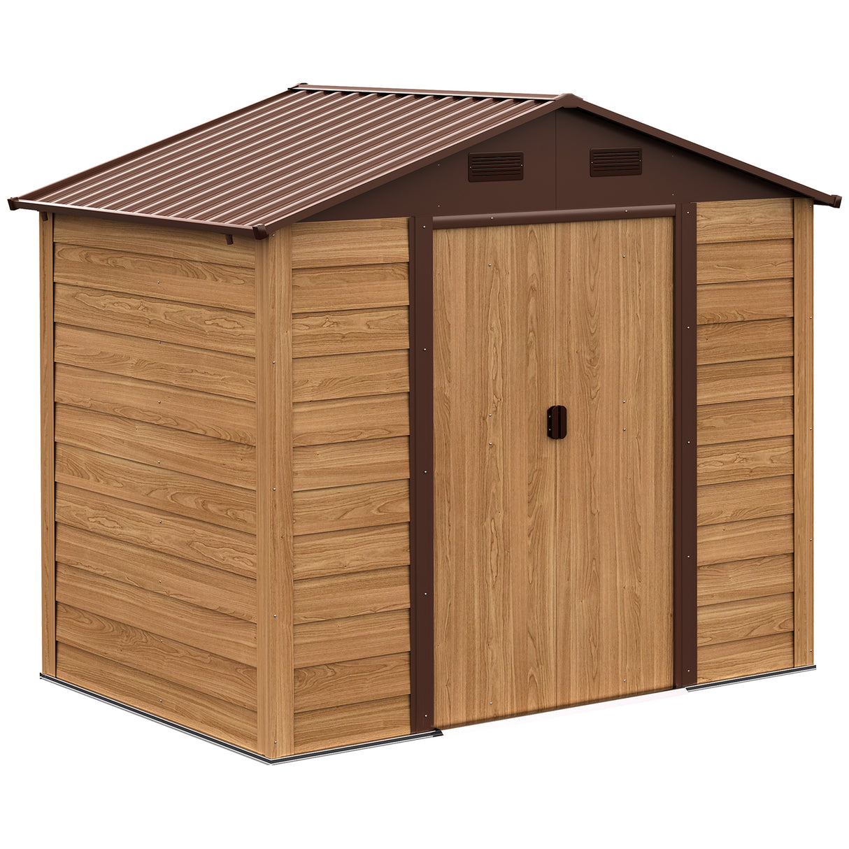 easycomfort easycomfort casetta da giardino porta attrezzi in acciaio con porte scorrevoli e prese daria 196x236x208cm marrone
