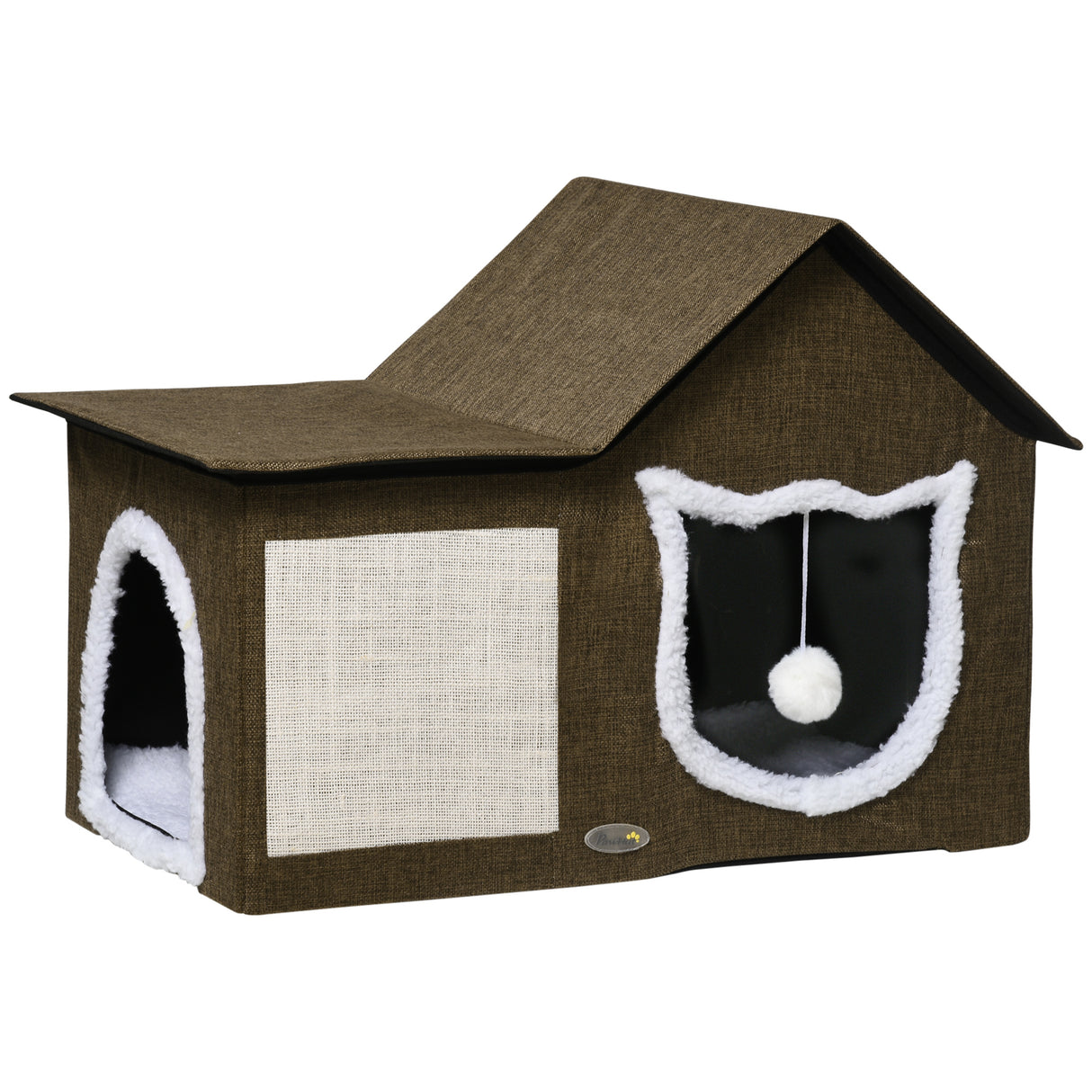 easycomfort easycomfort casetta per gatti con 2 porte pallina da gioco cuscino e tappetino tiragraffi 65x41x45 5 cm