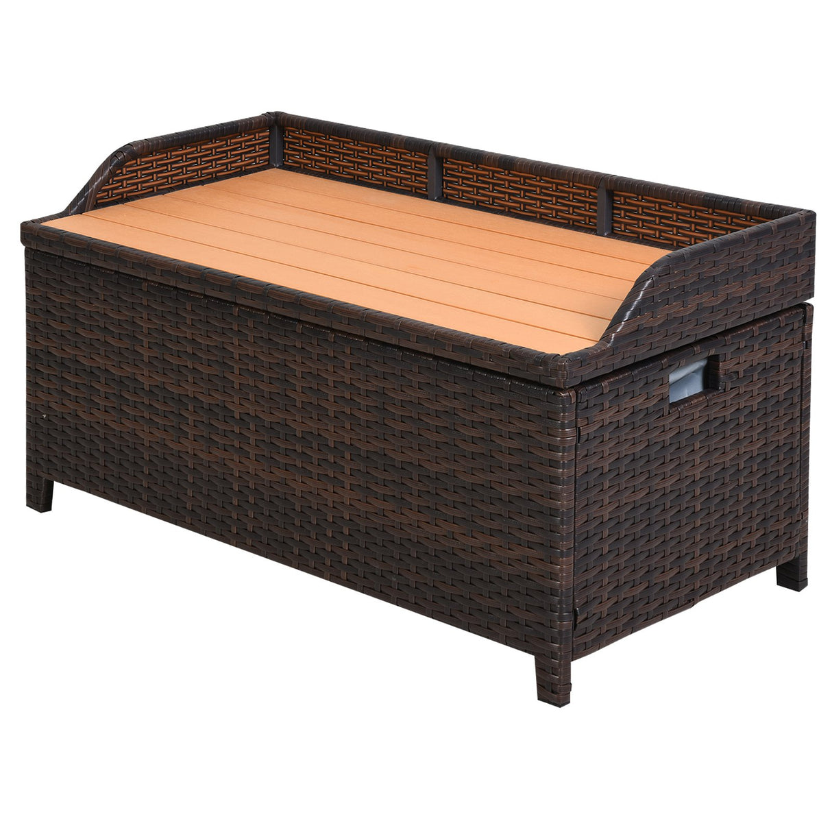 easycomfort easycomfort cassapanca panchina portaoggetti multifunzionale in pe rattan 102x51x51cm marrone ean 8055776915692