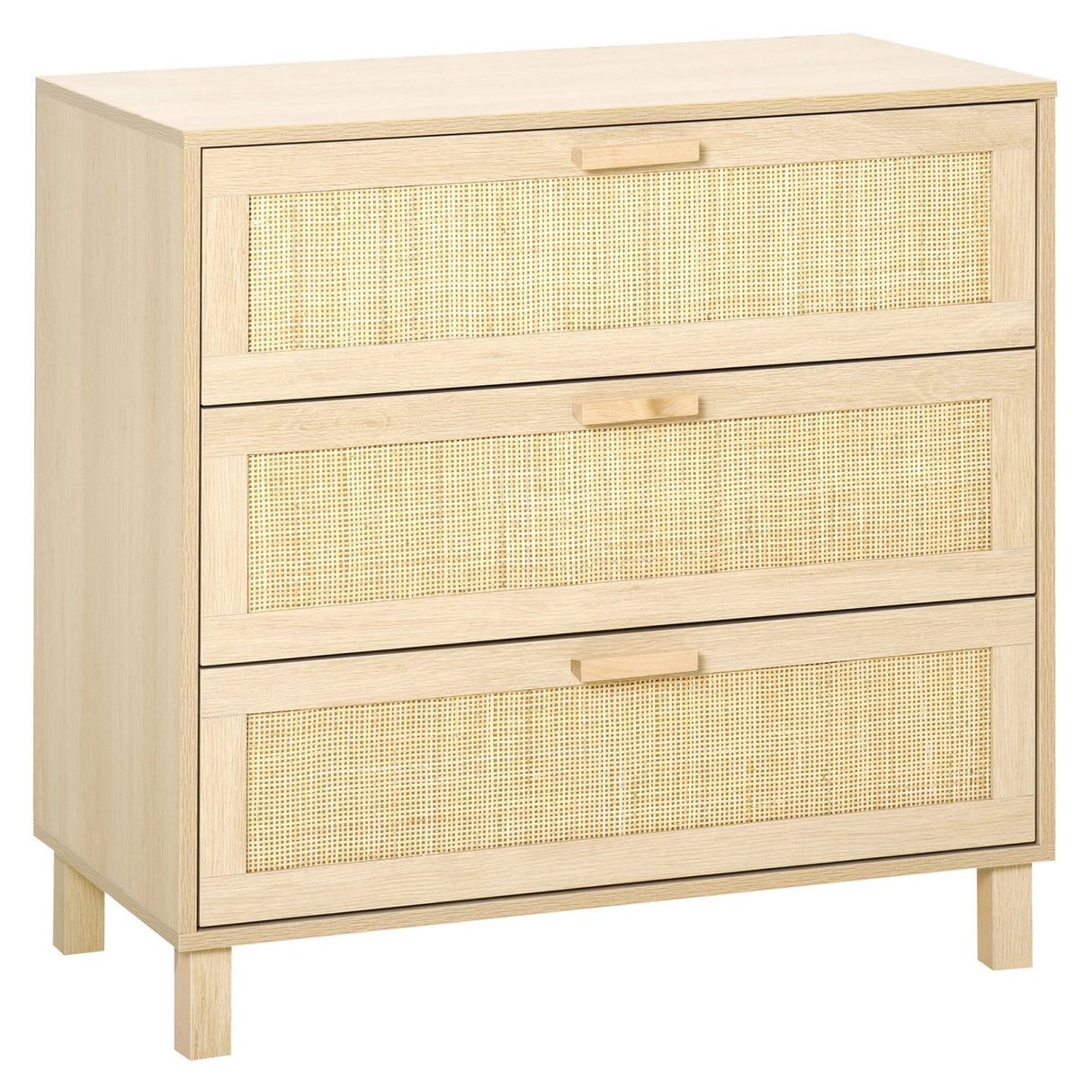 easycomfort easycomfort cassettiera con 3 cassetti in rattan color legno naturale 80x40x80cm