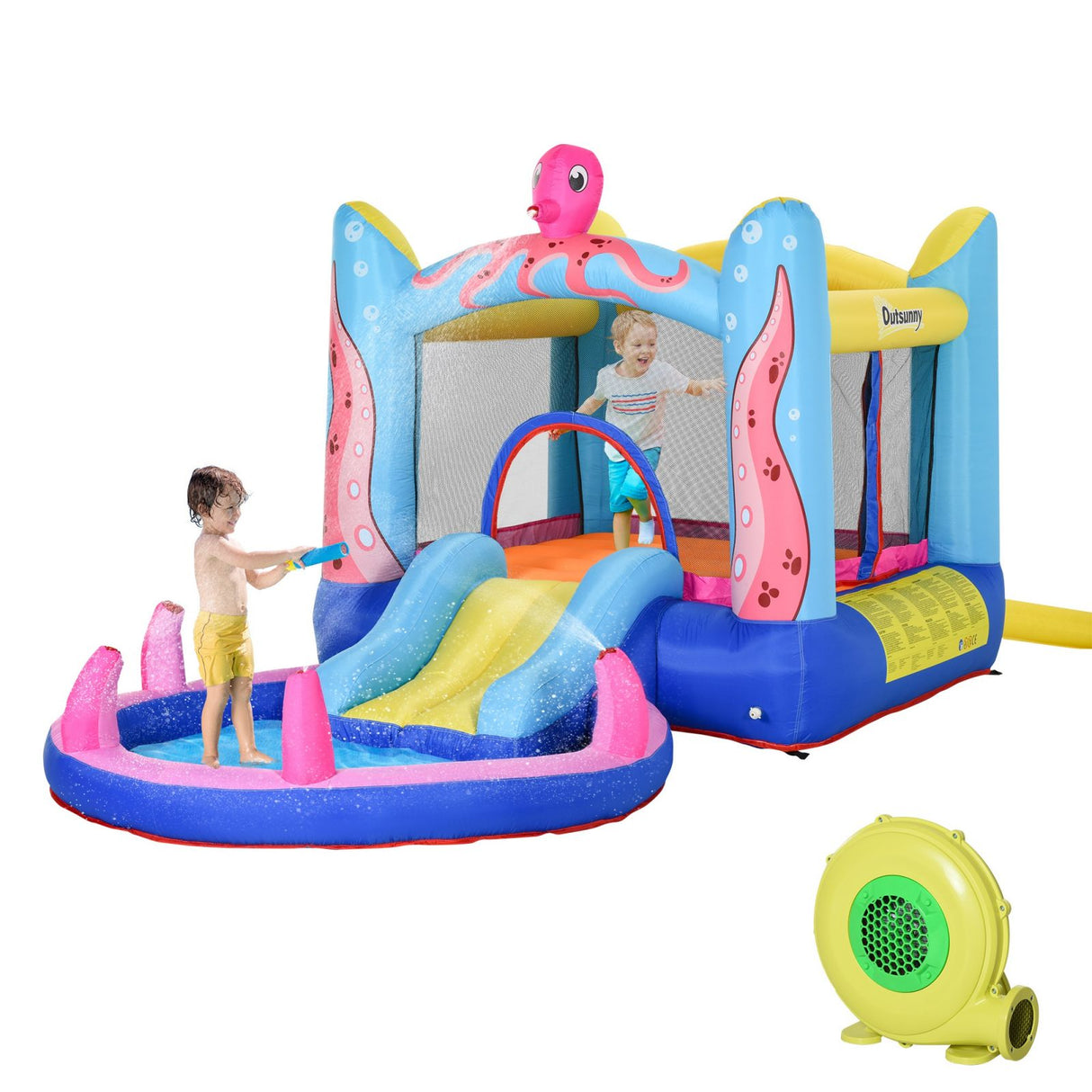 easycomfort easycomfort castello gonfiabile per bambini con scivolo e piscina tema mare ean 8055776912080