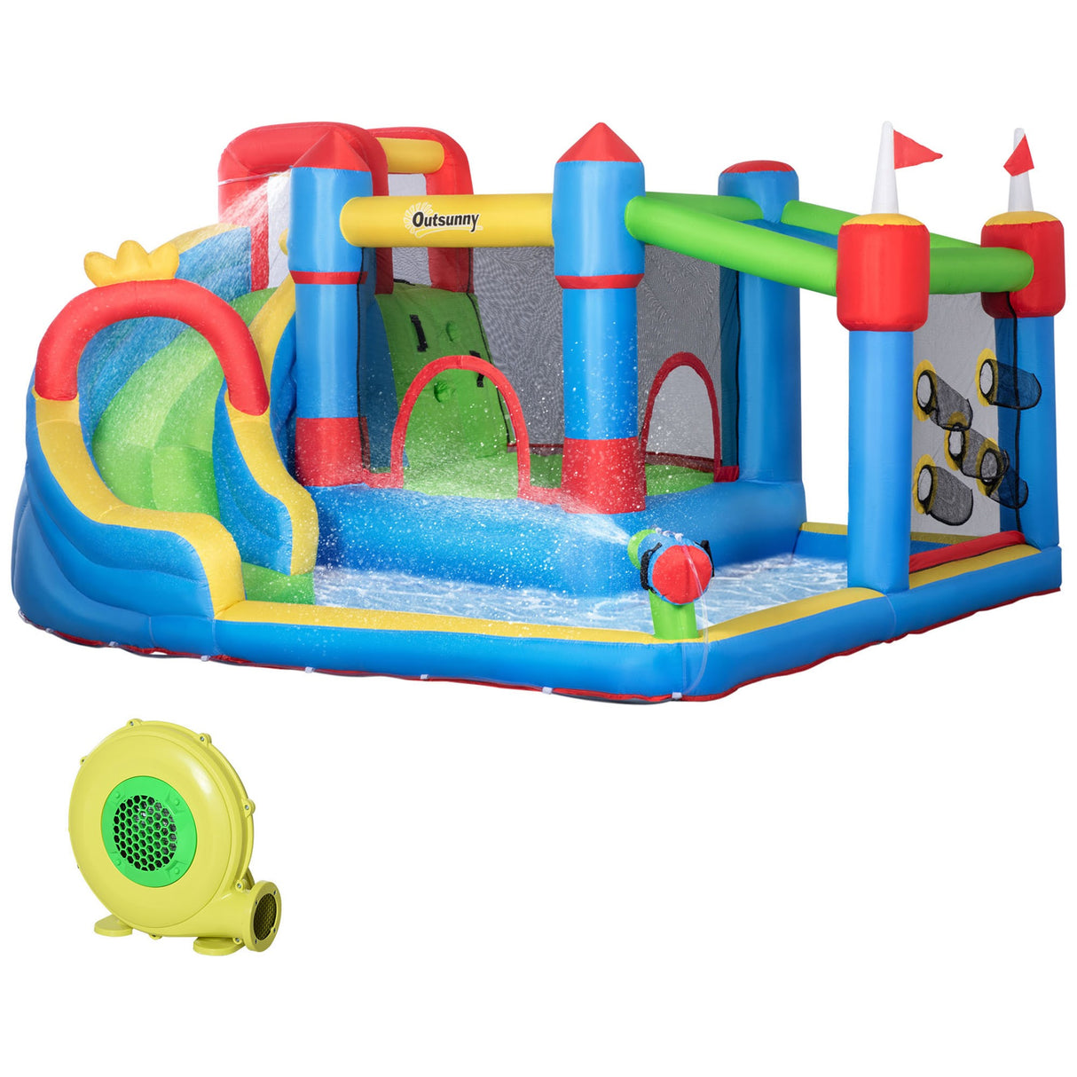 easycomfort easycomfort castello gonfiabile per bambini con scivolo trampolino e piscina 390x300x197cm